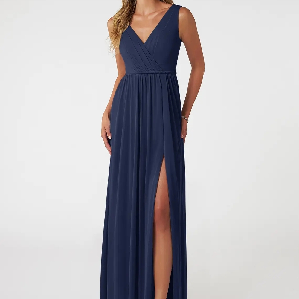 Azazie DarkNavy Blue Size 8 Maxi Dress
